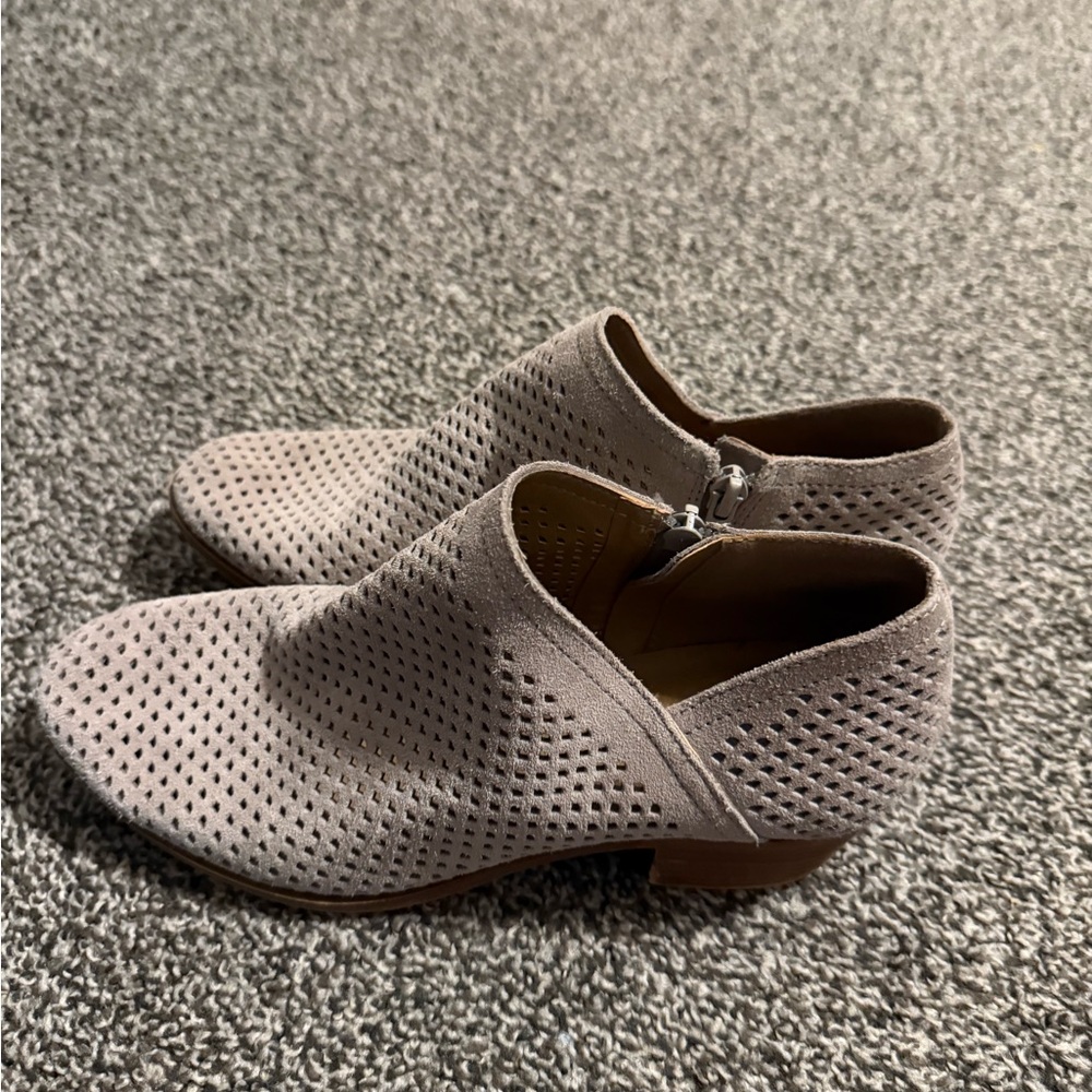Lucky Brand Perforated Beige Ankle Booties